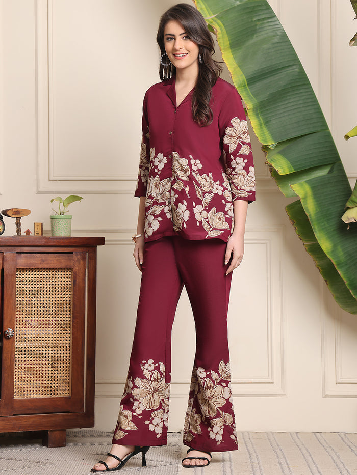 Wine Floral Co-ord Set