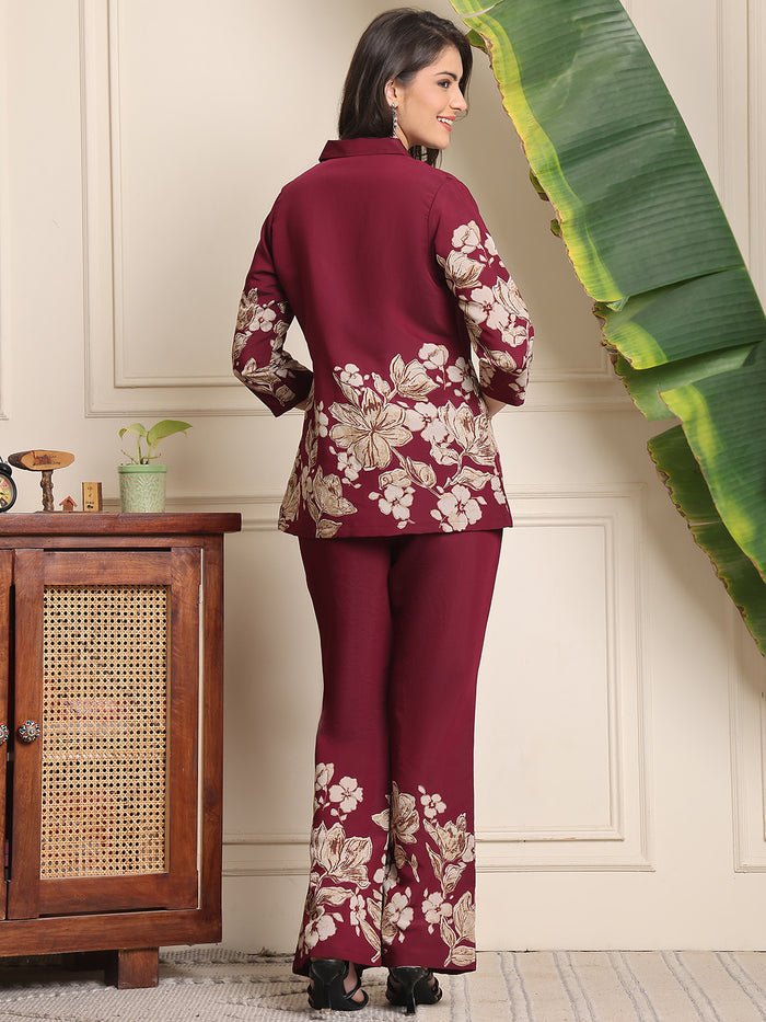 Wine Floral Co-ord Set