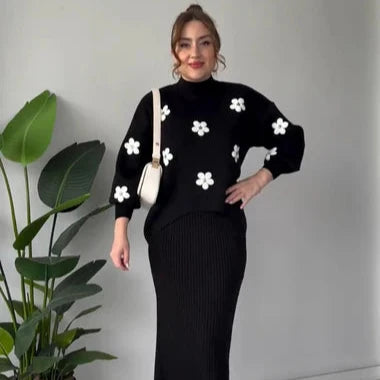 BloomFit Ribbed Bodycon With Floral Top