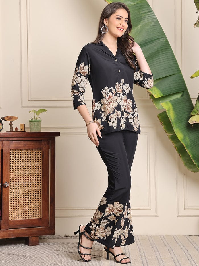 U#255 Black Floral Co-ord Set