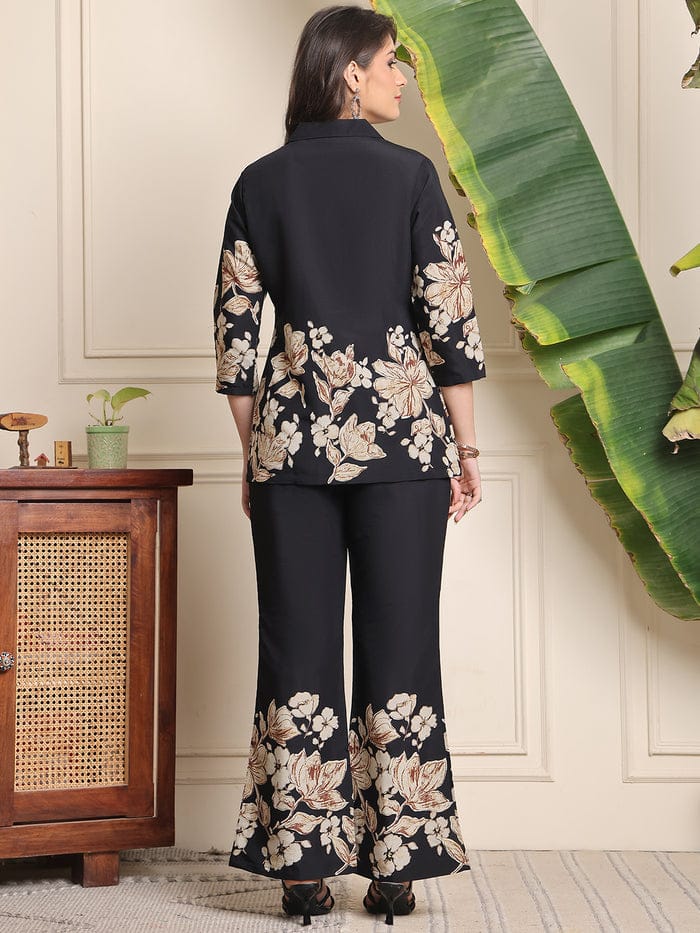 U#255 Black Floral Co-ord Set