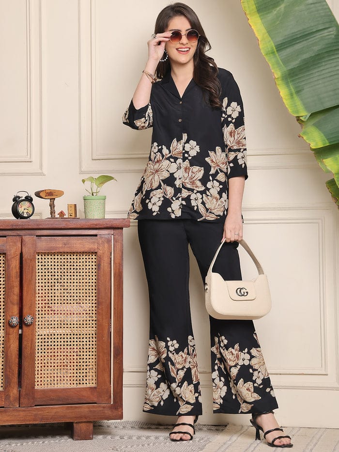 U#255 Black Floral Co-ord Set