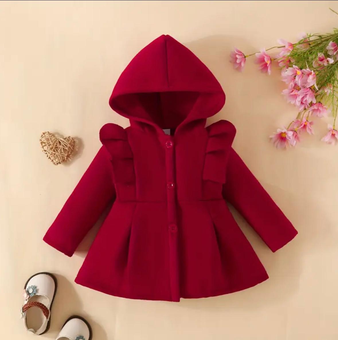 Kids Button Hoodie - Maroon