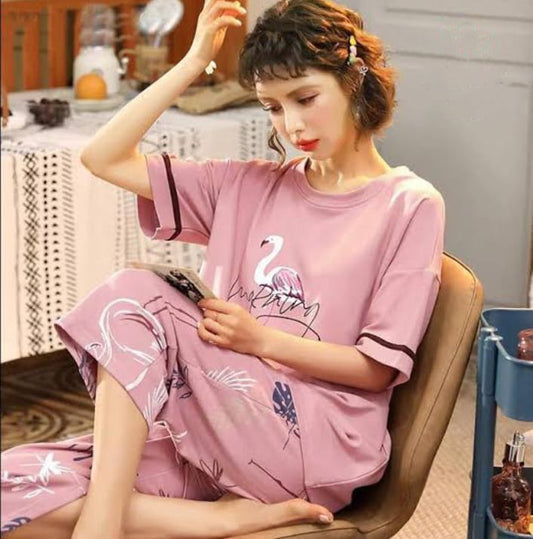 Beige Swan Woman Pajama Set